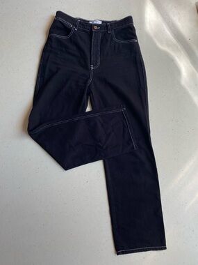 Reformation Cowboy Black Bootcut Jeans with Contrast Stitching